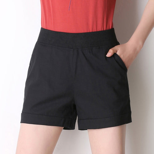 2016 Women Shorts Solid Short Femme Pocket Linen Summer Shorts Casual Loose  High Waist Shorts Plus Size S-4XL A315
women