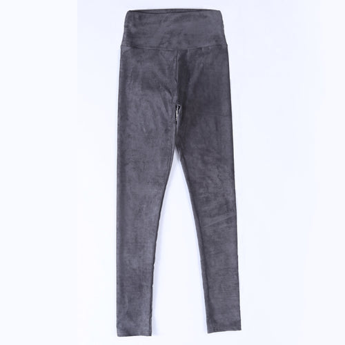 2016 spring suede leather women pants high waist large elastic slim retro leather suede pants for women
women