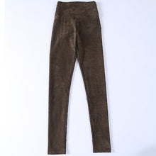 2016 spring suede leather women pants high waist large elastic slim retro leather suede pants for women
women