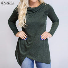 2017 Autumn ZANZEA Women Outerwear Cardigan Long Sleeve O Neck Female Casual Loose Blouses Shirts Solid Asymmetrical Blusas Tops
women