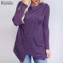 2017 Autumn ZANZEA Women Outerwear Cardigan Long Sleeve O Neck Female Casual Loose Blouses Shirts Solid Asymmetrical Blusas Tops
women