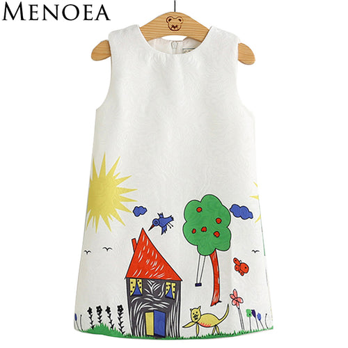 2017 Brand New Girl Princess Dress Girls Dresses Kids Clothes Graffiti Print Design Kids Dresses for Girls 3-8Y Clothes
kids