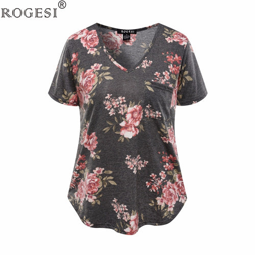 2017 Fashion T-shirts Women Tops Crop Top T Shirt Women Top Tees Flower Clothing Female Tumblr Blusa Clothes V-Neck
women