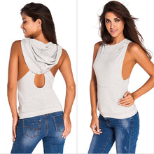 2017 Fitness Backless Cross Sport T Shirt Women Breathable Sleeveless Yoga Shirt Gym Clothes Running Sportswear Hooded Yoga Tops
women