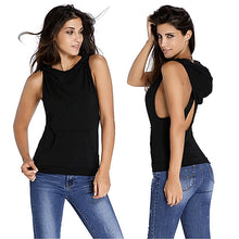 2017 Fitness Backless Cross Sport T Shirt Women Breathable Sleeveless Yoga Shirt Gym Clothes Running Sportswear Hooded Yoga Tops
women