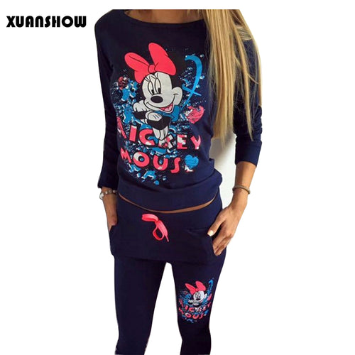 2017 Hot Selling Women Casual Sportswear Printed Hooded long-sleeved Suit Tenue Femme Tracksuits
women