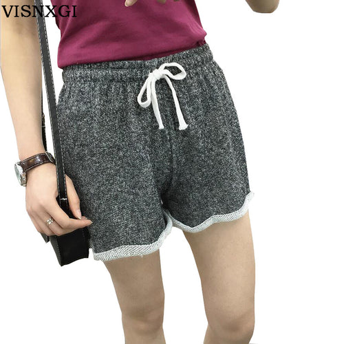 2017 New Summer Ladies Shorts Casual Style Fitness Exercise Loose Type Solid Color With Cotton Curl Side Women Shorts D050
women
