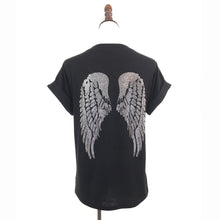 2017 Punk Rock T shirt Women Wing Sequins Sequined T-shirt Women Top Tee Shirt Femme Tops Tees Woman Free Shipping Bat Sleeve
women