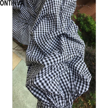 2017 Summer Puff Sleeve White Blouse with Belt Women Sexy V Neck Woman Shirt Elegant Plaid Tops Formal Clothing for Office lady
women