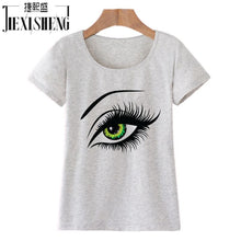 2017 Summer T shirt Women Tops Tees Short Sleeve Cotton Big Eyes Print Tshirt Funny T-shirt Woman Clothes Plus Size-women