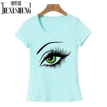 2017 Summer T shirt Women Tops Tees Short Sleeve Cotton Big Eyes Print Tshirt Funny T-shirt Woman Clothes Plus Size-women