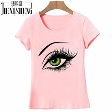 2017 Summer T shirt Women Tops Tees Short Sleeve Cotton Big Eyes Print Tshirt Funny T-shirt Woman Clothes Plus Size-women