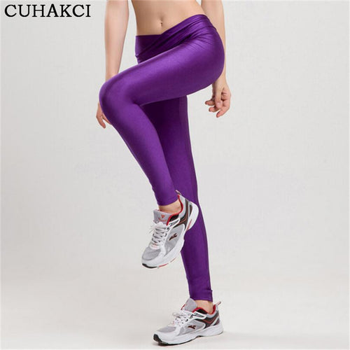 2017 V High Waist Candy Colors Neon Sportswear Workout Leggings Women Pants Fashion Jegging Elastic Strtched Shiny K086
women