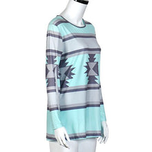 Women T-Shirt,Haoricu Women Cotton Geometry Printing Long Sleeve Round Neck Pullover Blouse Tops Shirt
women