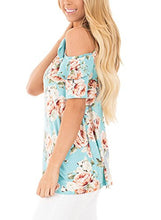 Chase Secret Womens Cold shoulder Floral Print Shirt With Ruffle Sleeve Blouse Casual Tops
women