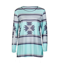 Women T-Shirt,Haoricu Women Cotton Geometry Printing Long Sleeve Round Neck Pullover Blouse Tops Shirt
women