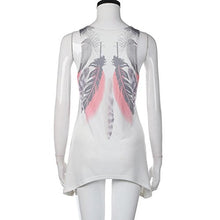 XUANOU Women Feather Printed Sleeveless Irregular Casual Tank T-Shirt
women
