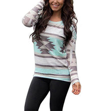 Women T-Shirt,Haoricu Women Cotton Geometry Printing Long Sleeve Round Neck Pullover Blouse Tops Shirt
women