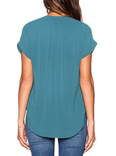 LILBETTER Women Chiffon Blouse V Neck Short Sleeve Top Shirts
women
