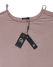 OUGES Women's Three-quarter Sleeves Hollowed Out Shoulder Casual Shirt Tops
women