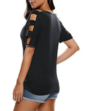Sherosa Women Sexy V Neck Short Sleeve T Shirts Loose Cut Out Shoulder Tops and Blouses
women