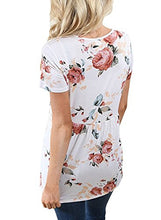 Coutgo Womens Summer Short Sleeve V Neck Floral Print Lace Up Blouses Top
women