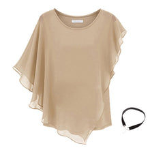 Fashion Story Women Casual T-shirt Short Sleeve Chiffon Top Crew Loose Blouse Bat Sleeve
women