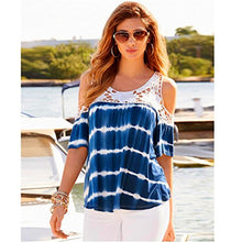 HANYI Elegant Shirt Lady Girls Summer Beach Fashion Sexy Print Lace Blouse Tops
women