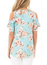 Chase Secret Womens Cold shoulder Floral Print Shirt With Ruffle Sleeve Blouse Casual Tops
women