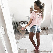 ECOWISH Women's Summer Cut Out Loose Shirts Criss Cross Back Top Tee Blouse
women