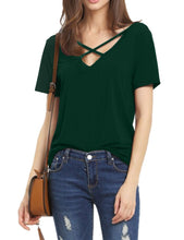 Haola Women's Summer Cross Front Tops Deep V Neck Casual Teen Girls Tees T Shirts
women