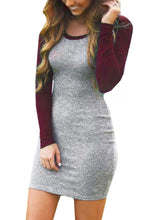 Kissky Women's Color Block Long Sleeve Bodycon Tshirt Dress
women