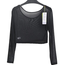 8 Colors Women Sexy Slim Semi-transparent Mesh Crop Tops Girl Long Sleeve Short T-Shirts Tees Single Layer Mesh