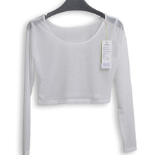 8 Colors Women Sexy Slim Semi-transparent Mesh Crop Tops Girl Long Sleeve Short T-Shirts Tees Single Layer Mesh