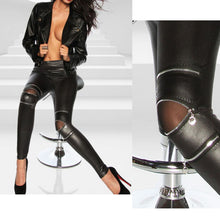 AOWOFS Black Sexy Women Leather Skinny Pants Zipped Leggings Stretch Slim Trousers For Girls Clothing Free Shipment