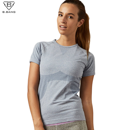 B.BANG Dry Quick Gym Yoga T Shirt Tights Women's Sport Tees for Running Gym Fitness Short Sleeve Clothes Tops for Woman
women