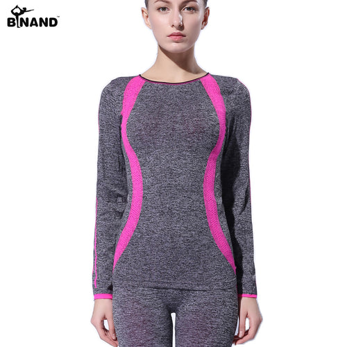 BINAND Women Slim Yoga sports long Sleeves Shirt High Elastic Training  Running Exercise Slim Stretch Soft Sports Yoga Tops
women
