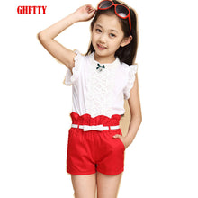 Baby Girls Clothes New Summer Fashion Girl Lace Shirt + Shorts Suit Is Suitable For Kids Child Clothing 5 To 13 Years Old-kids