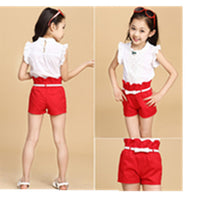 Baby Girls Clothes New Summer Fashion Girl Lace Shirt + Shorts Suit Is Suitable For Kids Child Clothing 5 To 13 Years Old-kids