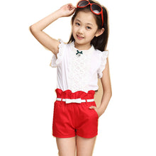 Baby Girls Clothes New Summer Fashion Girl Lace Shirt + Shorts Suit Is Suitable For Kids Child Clothing 5 To 13 Years Old-kids