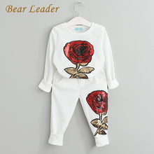 Bear Leader Girls Clothing Sets 2017 Autumn Wool Sportswear Long Sleeve Rose Floral Embroidered Sequinsets Kids Clothing Sets
kids