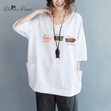 BelineRosa 2017 Plus Size Female T- Shirt Summer Women Tops Kawaii Printing Plus Size White Shirt Women Fit L ~ 5XL HS000197
women
