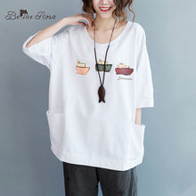 BelineRosa 2017 Plus Size Female T- Shirt Summer Women Tops Kawaii Printing Plus Size White Shirt Women Fit L ~ 5XL HS000197
women
