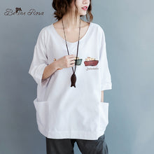 BelineRosa 2017 Plus Size Female T- Shirt Summer Women Tops Kawaii Printing Plus Size White Shirt Women Fit L ~ 5XL HS000197
women