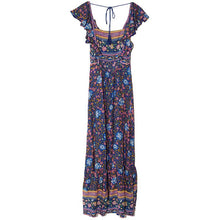 Boho Inspired 2017 summer dresses floral print cotton backless long maxi dress hippie chic ruffles sleeve women sexy vestidos
women