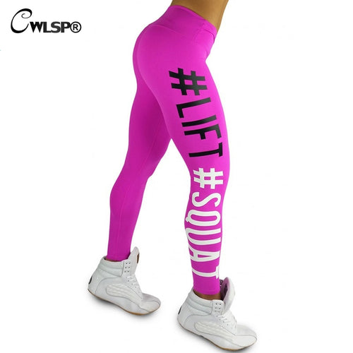CWLSP Sexy Skinny Legging Women Sportswear Lift Squat Print Fitness Pants Push Up Hips Women's Leggins stretch pants QA1577
women