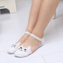 Cute print cat harajuku transparent socks women girl summer funny animal low cut ankle sock
Women