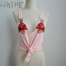 Fashion Sexy Black Tank Top Women cotton Floral Embroidery vest Deep V Neck Sleeveless Tops summer Beachwear Casual Top
women