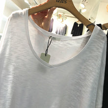 Female 2017 V Neck Basic T Shirts Women Plus Size Cotton White Long Sleeve Tee Tops Loose Casual Knitted T Shirt Femme-Women