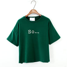 Free Shipping 2017 Summer Style Women's T Shirt Women Tops Loose Embroidered Letters Cotton Short Sleeve T-shirt Female T Shirts
women